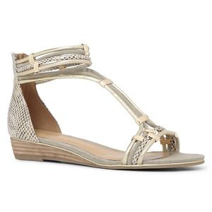 Aldo Alyson T-strap Textile Sandals w/ micro wedge
